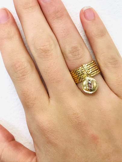 14K Gold Filled Virgen de Guadalupe Ring Semanario Guadalupe