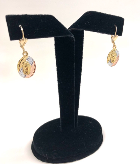 14K Gold Filled Dangling Earrings for Womens / Virgen de Guadalupe Earrings / Dangle Earrings Lever Back / Aretes Colgantes de la Virgen de Guadalupe