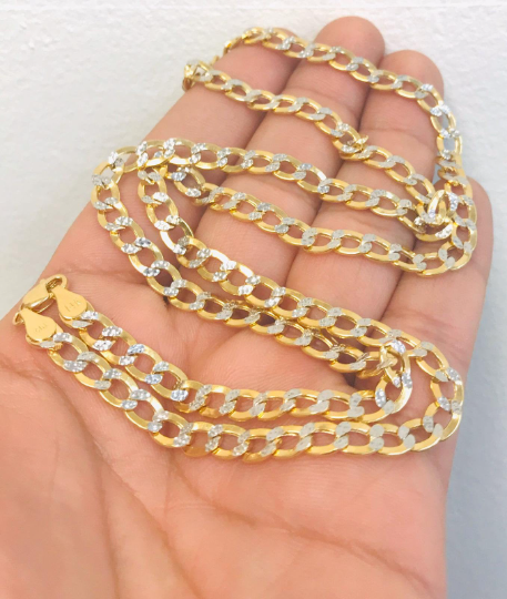 14K Two Tone Gold Mens Necklace 26” 13.5g 5.3mm Cuban Link Chain Necklace