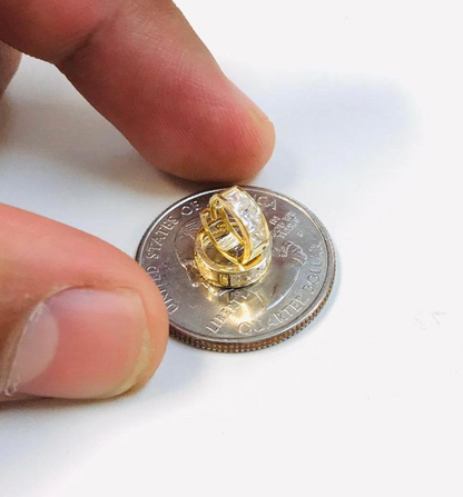 10K Gold Princess Cut Cubic Zirconia Round Baby/infant Huggie Hoop Earrings 9x9mm