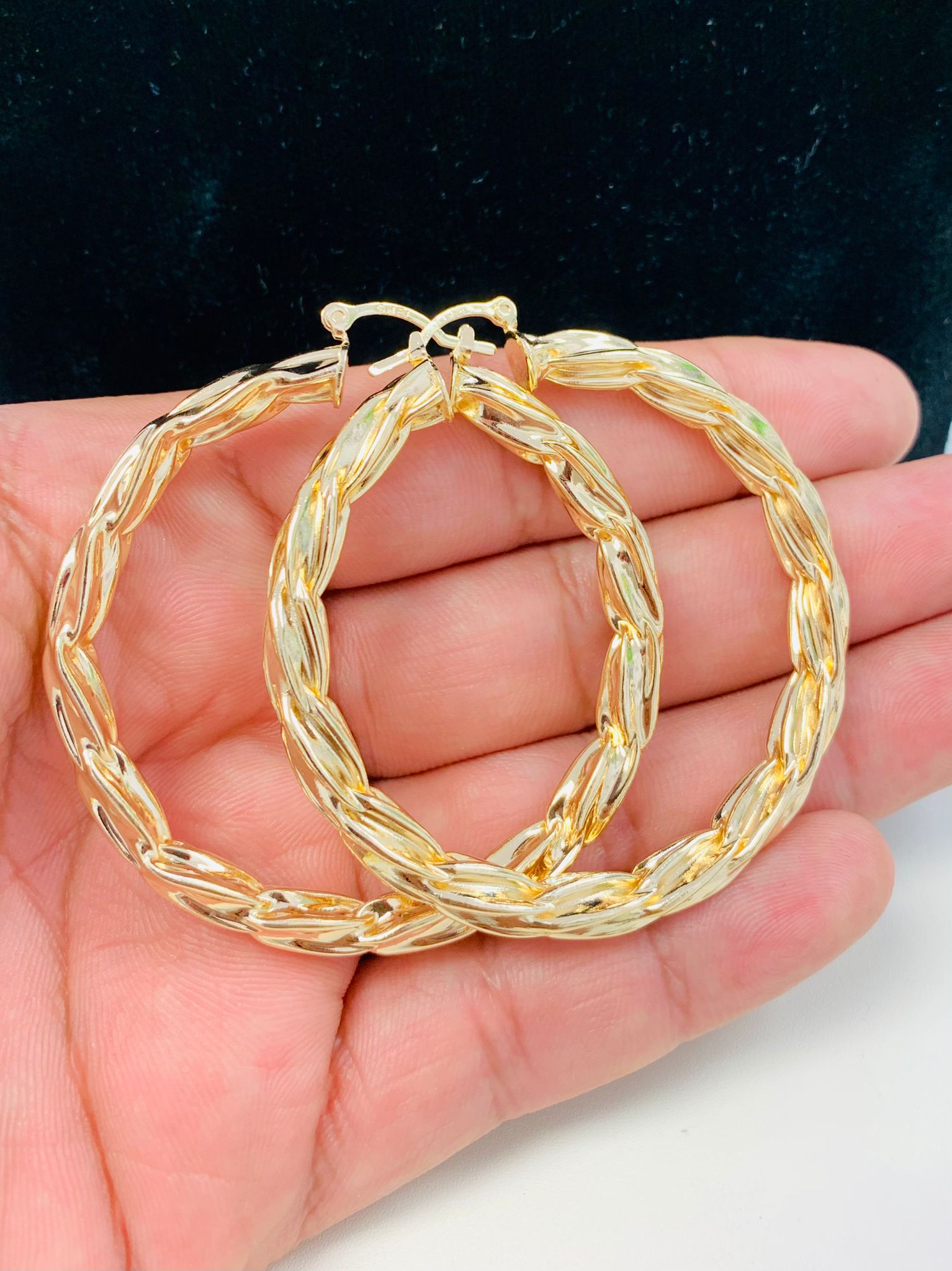 Real 14K Gold Filled Hoop Earrings, Arracadas Aretes de Oro Laminado para  Mujer