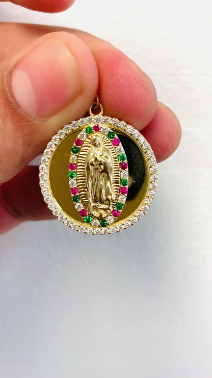 14k Yellow Gold Virgen de Guadalupe Medal 7g 27x25mm