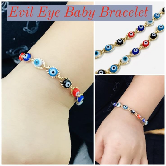 Newborn Baby/Childrens Boys/Girls Gold Filled Evil Eye Bracelet For Protection Good Luck Bracelet / Baby Jewelry / Kids Bracelet / Protection Jewelry / Pulsera Para Ninos