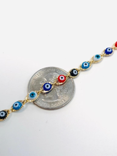 Newborn Baby/Childrens Boys/Girls Gold Filled Evil Eye Bracelet For Protection Good Luck Bracelet / Baby Jewelry / Kids Bracelet / Protection Jewelry / Pulsera Para Ninos