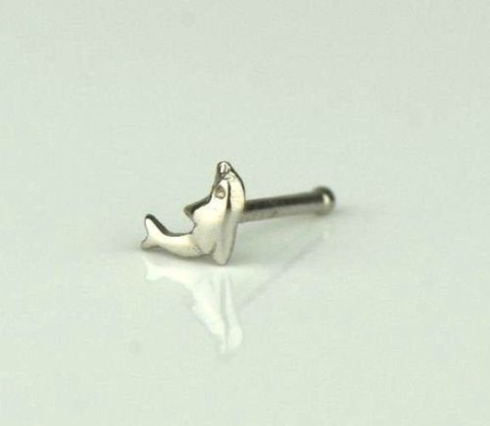 Nose Ring Stud Dolphin 14K Solid Yellow/White Gold Nose Ring / Nose Ring / Nose Piercing / Dolphin Nose Ring / Aretes de la Nariz de Delfin / Dolphin Nose Piercing