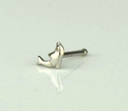 Nose Ring Stud Dolphin 14K Solid Yellow/White Gold Nose Ring / Nose Ring / Nose Piercing / Dolphin Nose Ring / Aretes de la Nariz de Delfin / Dolphin Nose Piercing