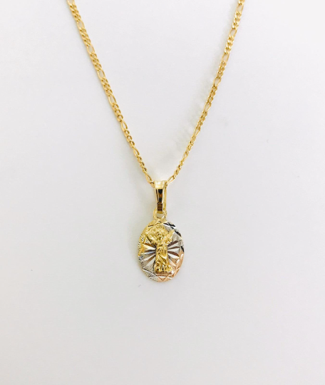 14K Gold Filled Divino Niño Necklace, Baby Jesus Pendant 16" 14x8mm