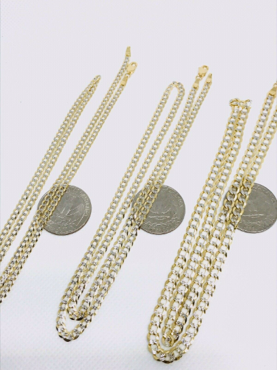 14k Real Solid Gold Cuban Curb Men Chain 22", Necklace for MEN