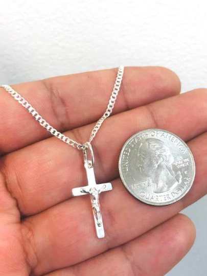 Sterling Silver Cross Pendant Necklace for Men on 925 Silver Rope Chain  Catholic Cross, Confirmation Gifts, First Communion. Man Jewelry. - Etsy