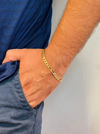 Men's Classic Figaro Link Bracelet 8.5" 10g 18K Gold Filled