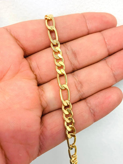 Men's Classic Figaro Link Bracelet 8.5" 10g 18K Gold Filled