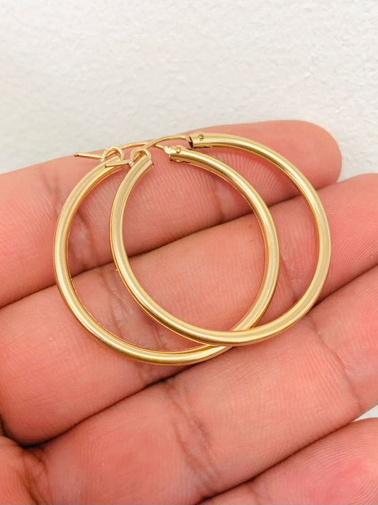 Womens Hoop Earrings 1.4"x1.37" 14K Real Gold Filled / Argollas Arracadas Oro Laminado / Tiny Dainty Earrings / Aretes para Mujer Oro / Gold Hoop Earrings
