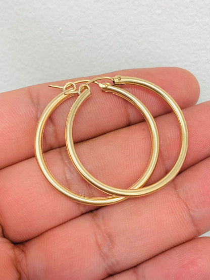 Womens Hoop Earrings 1.4x1.37 14K Real Gold Filled / Argollas Arracadas  Oro Laminado / Tiny Dainty Earrings / Aretes para Mujer Oro / Gold Hoop