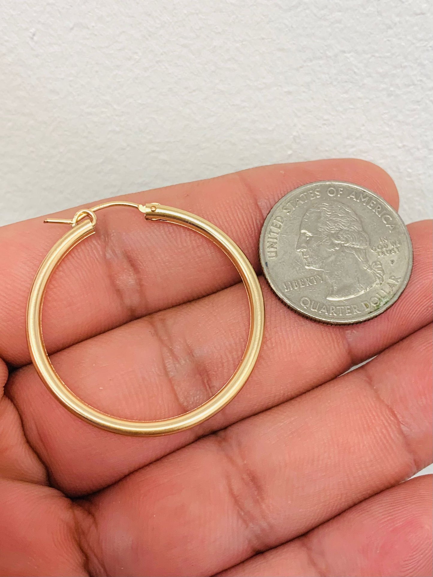 Real 14K Gold Filled Hoop Earrings, Arracadas Aretes de Oro Laminado para  Mujer