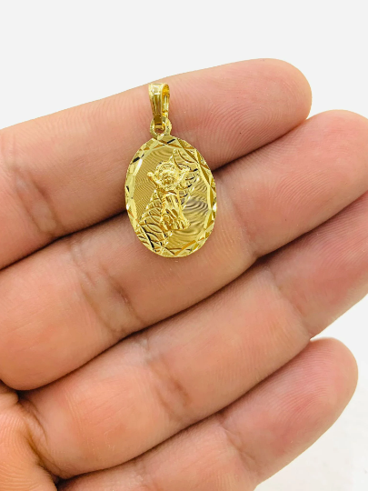 14K Yellow Gold Filled Divino Nino Necklace Medalla for Womens 18" / Medalla del Divino Nino 22x14mm/ Baby Jesus Necklace Everyday Necklace