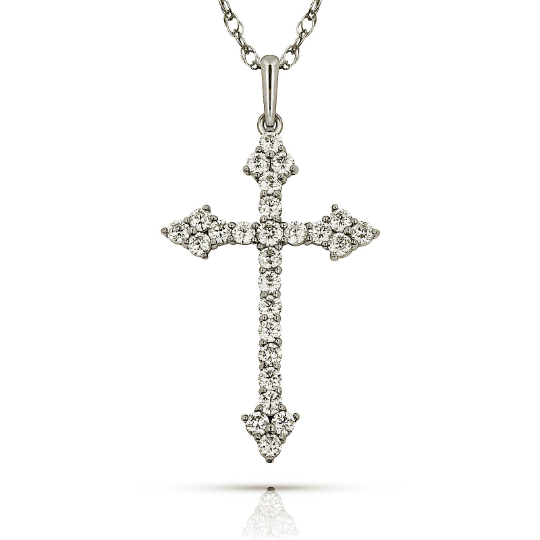 14K Yellow and White Gold CZ Cross Pendants for Womens Mens / Cross Gold Charms / Catholics Cross Pendants / Dijes de Cruz Oro Real