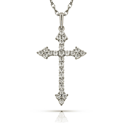 14K Yellow and White Gold CZ Cross Pendants for Womens Mens / Cross Gold Charms / Catholics Cross Pendants / Dijes de Cruz Oro Real