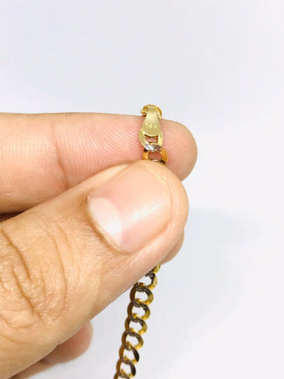 14k Real Solid Gold Cuban Curb Men Chain 22", Necklace for MEN