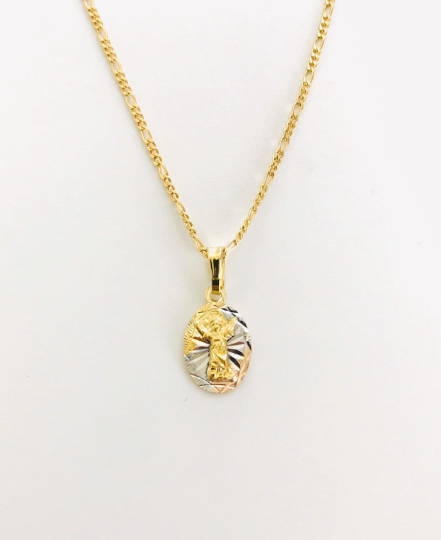 14K Gold Filled Divino Niño Necklace, Baby Jesus Pendant 16" 14x8mm