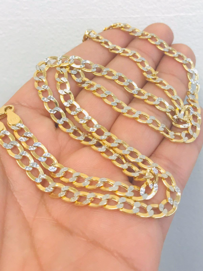 14K Two Tone Gold Mens Necklace 26” 13.5g 5.3mm Cuban Link Chain Necklace