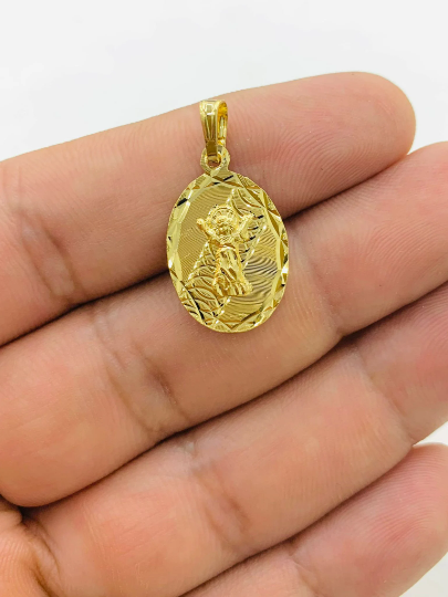 Yellow Gold Filled Baby Jesus Pendant unisex 22x14mm / Classic Divino Nino Charm Pendant / Medalla del Divino Nino en Oro Laminado para Mujer