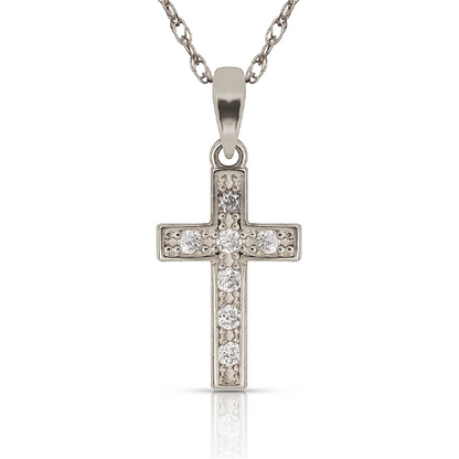 14K Yellow and White Gold CZ Cross Pendants for Womens Mens / Cross Gold Charms / Catholics Cross Pendants / Dijes de Cruz Oro Real