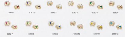 14k Real Yellow Gold Elephant CZ Stud Earring for Women Baby Kids / Screw Back Earrings / Birthstones Stud Earrings / Aretes Oro Real Piedra de Nacimiento Elefante