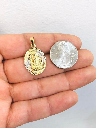 14K Gold Filled Virgen de Guadalupe Set Chain and Pendant 20x13mm/ Mariner Link Chain 20" / Everyday Necklace / Cadena y Dije de la Virgencita de Guadalupe