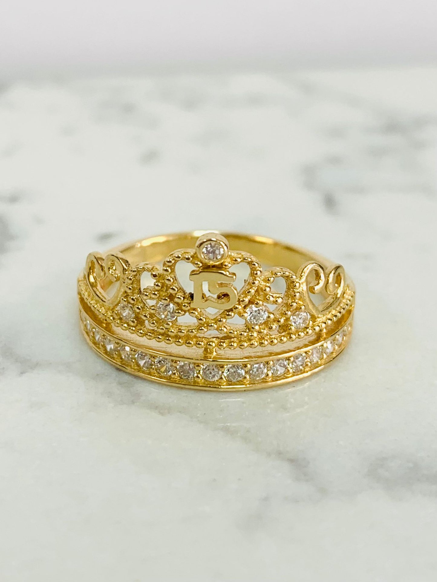 14K Solid Gold Sweet 15 Ring #8 3g / Anillo De Quinceañera En Oro Real / Gold Ring / Sweet 15 Ring