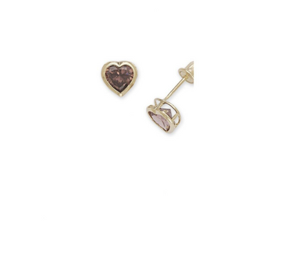 14K Yellow Gold Heart Bezel Screw Back Stud Birthstone Earring 3mm Children/Baby - Prime Jewelry 269