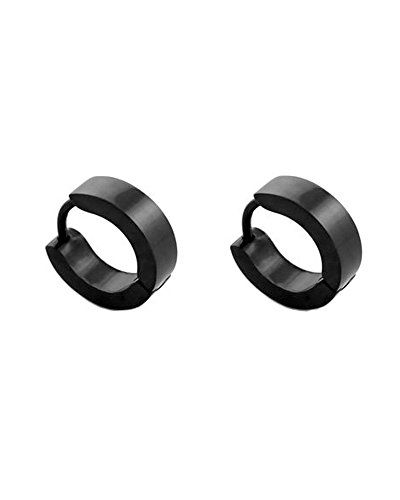 Stainless Steel Black Huggies Hoop Earrings Mens Womens 10x10 / Dainty Huggie Earrings / Argollas para Mujer / Tiny Black Earrings for Women