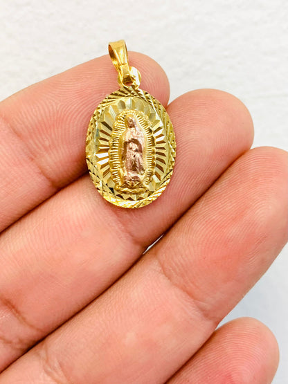 Diamond Cut Virgen de Guadalupe Pendant Medalla 22x14mm / Dije de la Virgencita / Regalos Navidad