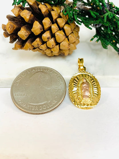 Diamond Cut Virgen de Guadalupe Pendant Medalla 22x14mm / Dije de la Virgencita / Regalos Navidad