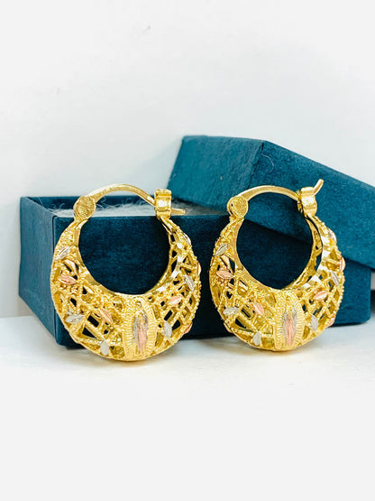 Hoop Basket Guadalupe Earrings / Gold Filled Virgen de Guadalupe Earrings / Argollas de la Virgen de Guadalupe Oro Laminado / Christmas Gift / Valentine´s Day Gift