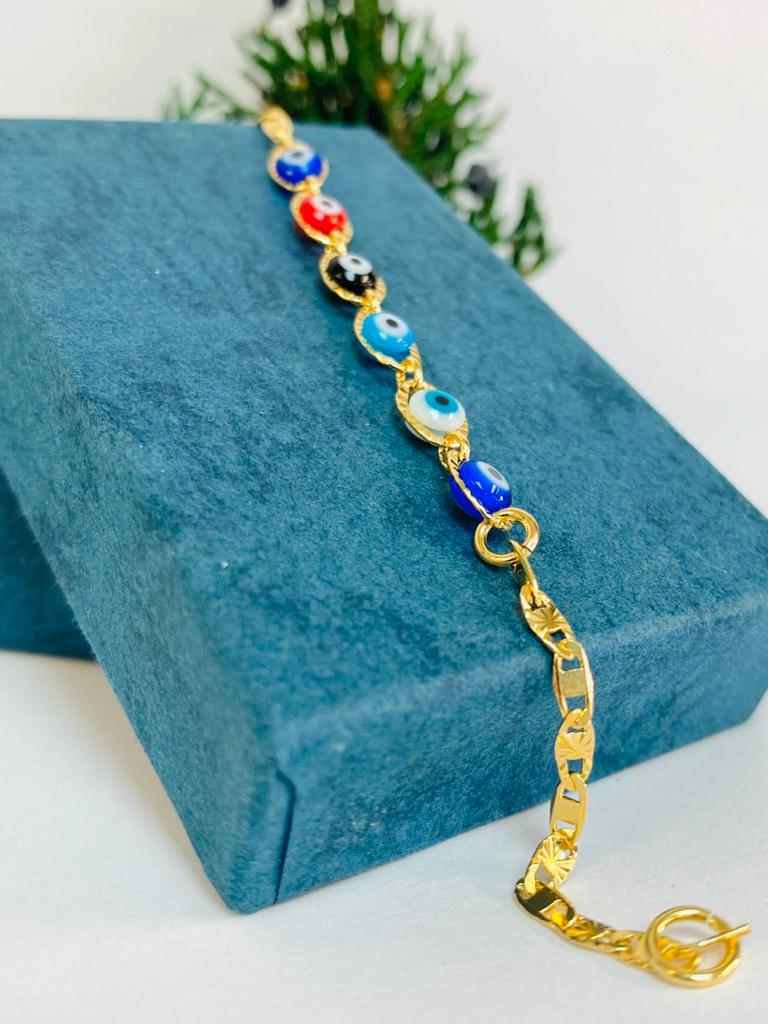 TINGN Gold Evil Eye Bracelets for Women 14K Gold Plated Dainty Paperclip  Charms Initial Bracelet - Walmart.com