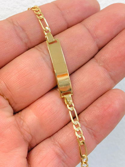 18K Gold Filled Baby ID Bracelet 5.5" / Children Jewelry / Figaro Link Bracelet / Kids Bracelet / Pulsera Para Ninos Oro Laminado / Esclava para Ninos / Bracelets