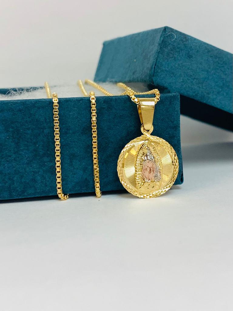 14k Gold Filled Virgen de Guadalupe Necklace 18” 21x18mm, MARINER Link  Chain. | eBay