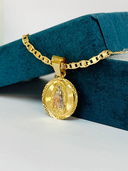 14K Gold Filled Virgen de Guadalupe Necklace 18x15mm / Virgen de Guadalupe Pendant / Guadalupe Jewelry / Cadena y Dije de la Virgen de Guadalupe de Oro Laminado