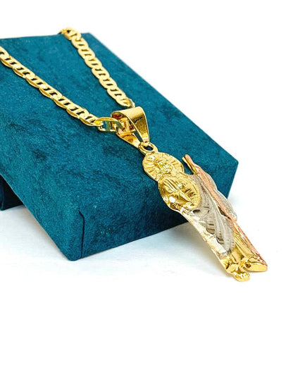 San Judas Necklace / San Judas Pendant / Gold Filled Pendant / Necklace / Catholics Jewelry / Saint Jude Necklace / Cadena y Dije de San Judas en Oro Laminado / Mariner Link Chain