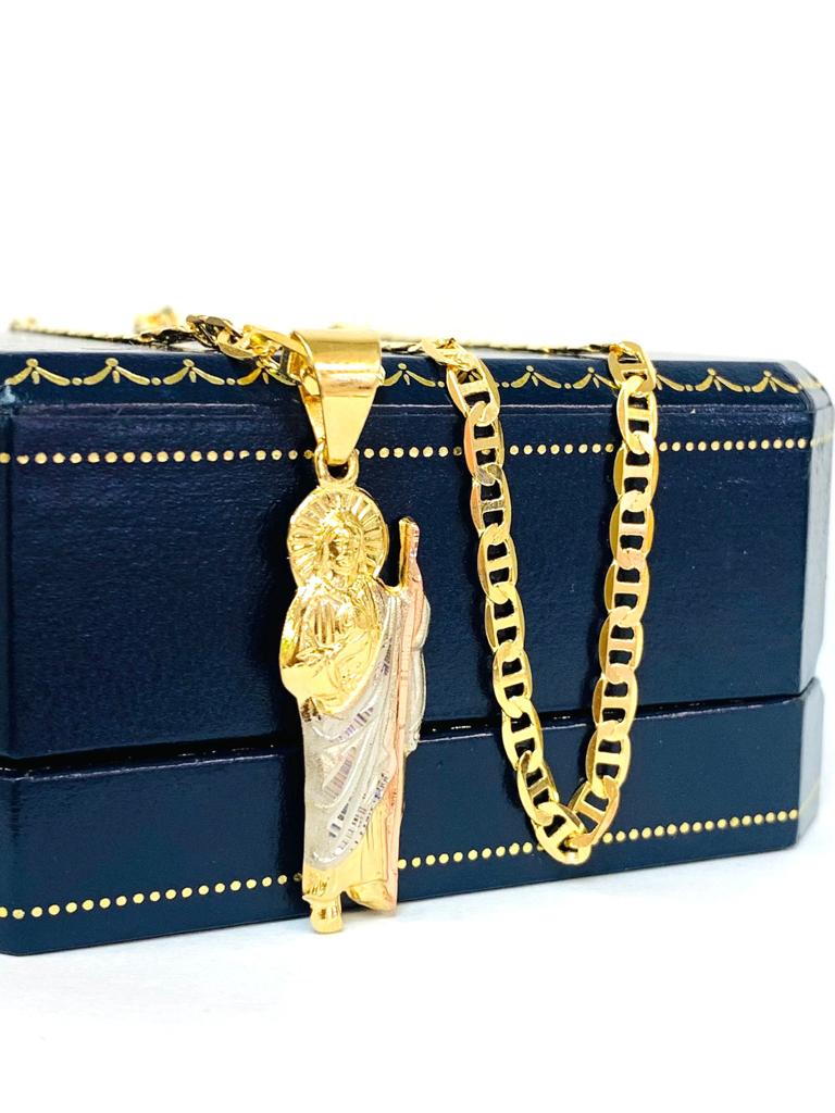 San Judas Necklace / San Judas Pendant / Gold Filled Pendant / Necklace / Catholics Jewelry / Saint Jude Necklace / Cadena y Dije de San Judas en Oro Laminado / Mariner Link Chain