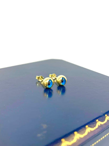 Evil Eye Earrings / Push Back Earrings / 14K Yellow Gold Earrings / Gold Evil Eye Earrings / Aretes Para Mujer / Aretes Mal de Ojo / Aretes Oro Real / Protection Jewelry