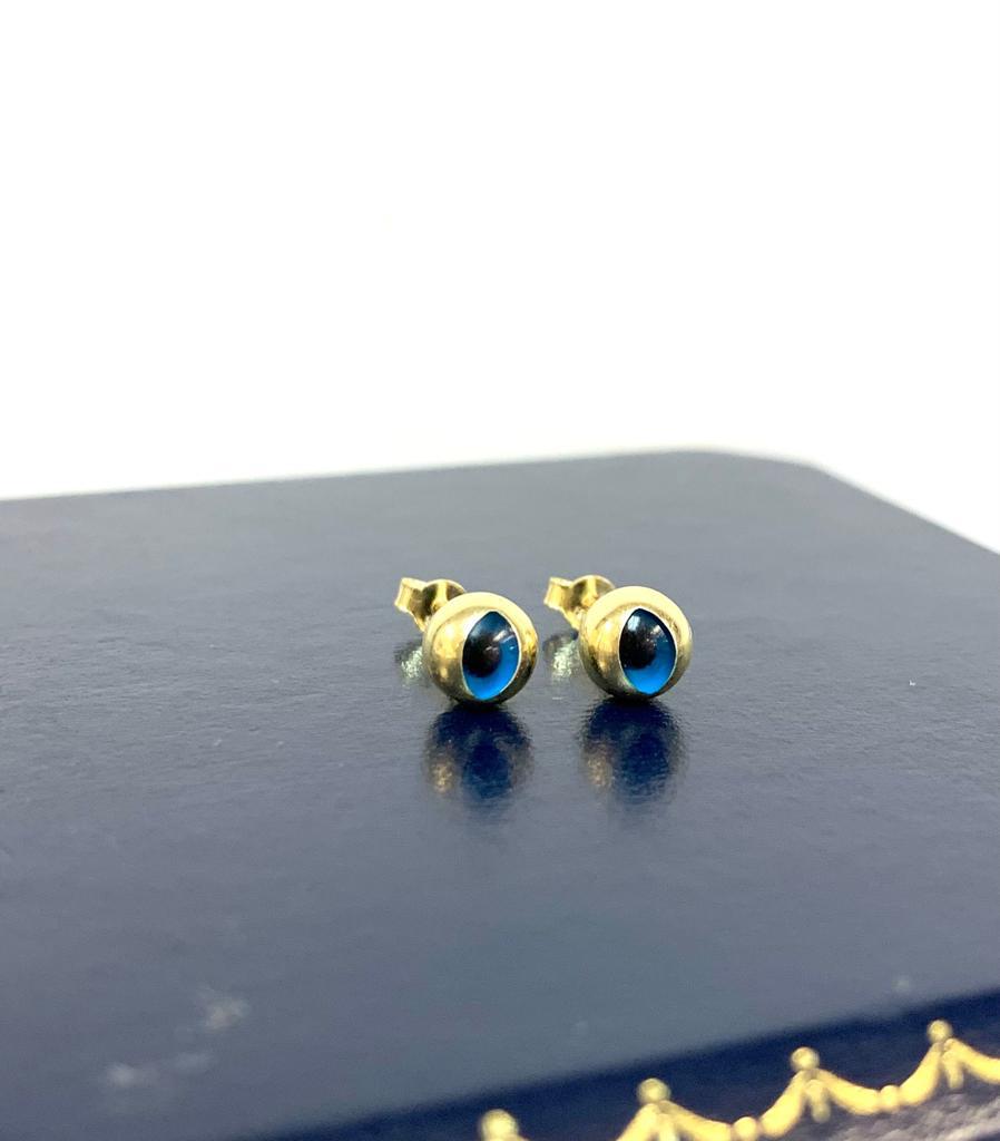 Evil Eye Earrings / Push Back Earrings / 14K Yellow Gold Earrings / Gold Evil Eye Earrings / Aretes Para Mujer / Aretes Mal de Ojo / Aretes Oro Real / Protection Jewelry