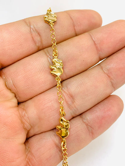 18K Gold Filled Elephant Bracelet / Womens Bracelet 7.5” 3g / Bracelets / Elephant Bracelet / Animals Bracelet / Pulsera de Elefante / Pulsera para Mujer / Womens Jewelry