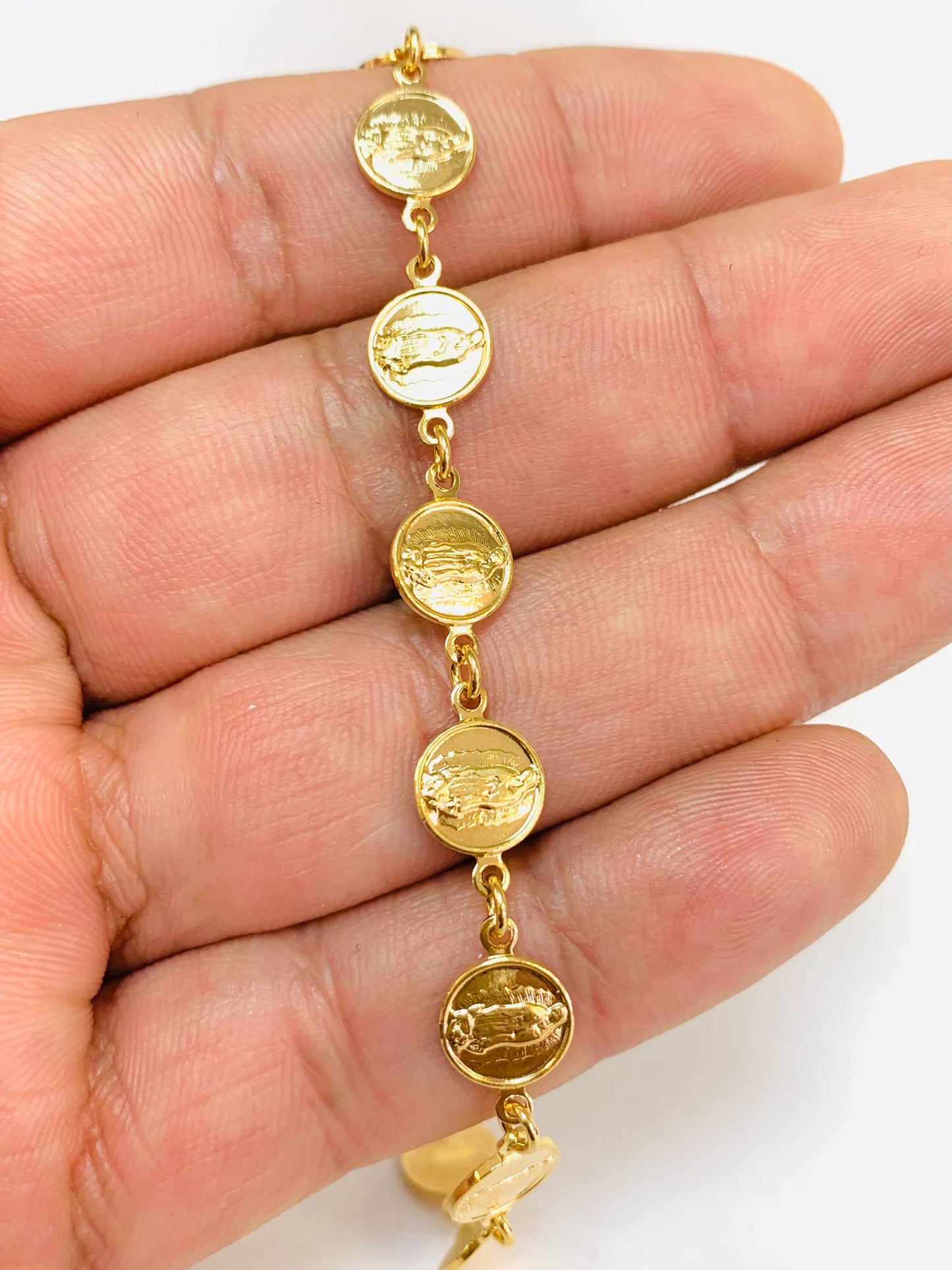 Virgen de Guadalupe Bracelet 18K Gold Filled 7.5” 6g for Womens / Guadalupe Bracelet / Bracelet / Pulsera para Mujer de la Virgen de Guadalupe / Womens Jewelry / Catholics Jewelry