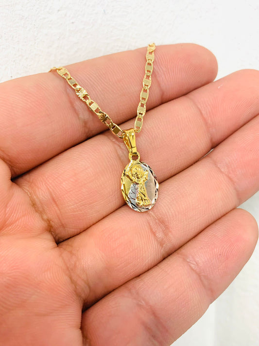 Gold Filled Divino Niño Necklace 16" for Kids Boys Girls / Everyday Necklace/ Kids Jewelry/ Baby Jesus Pendant 14x8mm / Dije del Divino Niño con Cadena Valentino