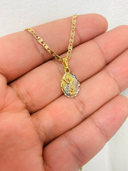 Gold Filled Divino Niño Necklace 16" for Kids Boys Girls / Everyday Necklace/ Kids Jewelry/ Baby Jesus Pendant 14x8mm / Dije del Divino Niño con Cadena Valentino