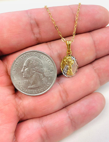 14K Gold Filled Baby Jesus Necklace 16" for Kids Childrens / Divino Niño Pendant 14x8mm / Cable Link Chain Necklace / Cadena con Dije del Divino Niño Oro Laminado