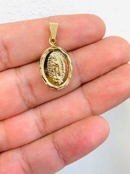 18K Gold Filled Guadalupe Pendant for Womens Mens Catholics Gift/ Dije de Guadalupe en Oro Laminado 22x15mm