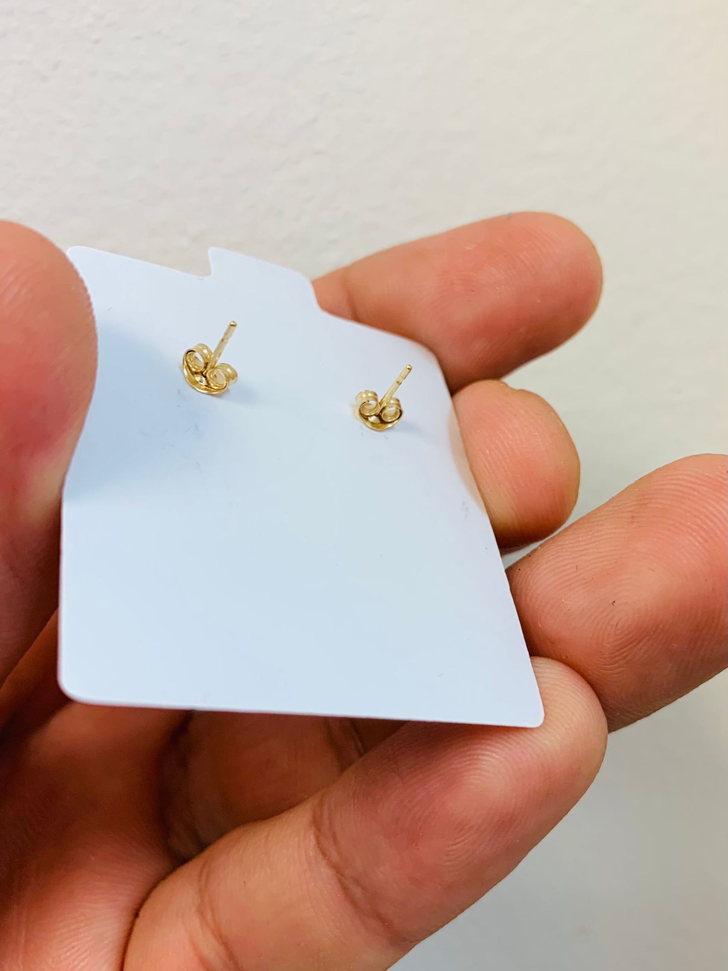 Square CZ 10K Gold Earrings Stud Push Back 4.5x4.5mm for Kids Womens / Everyday Earrings / Dainty Gold Earrings / Aretes de Oro Solido 10K