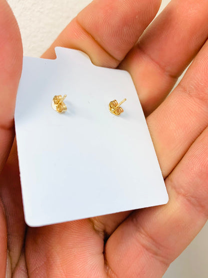 10K Yellow Gold Cross CZ Stud Earrings for Kids Womens Mens 1st Communion Gifts Baptism / Crucifix Earrings Push Back 8x6mm / Aretes de Cruz de Oro Solido 10K